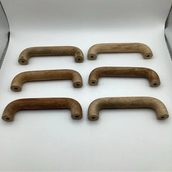 6 X vintage 4" CC oak reclaimed drawer desk pulls - Picture 3 of 6